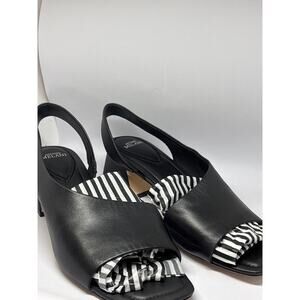 Antonio Melani Black Calista Block Heel Slingback Open Toe Sandal Women's 9M